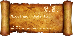 Nicsinger Beáta névjegykártya